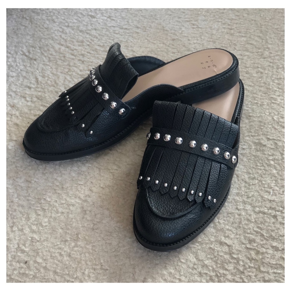 Black Studded Mules
